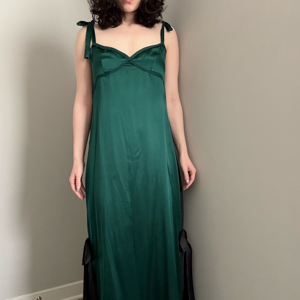 Reformation Emerald Green Silk Dress